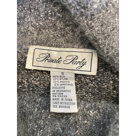 Angora Sweater Silk Gray Embellished Pearls Small Medium‎ Cowl Neck Vintage 90s - Picture 8 of 8